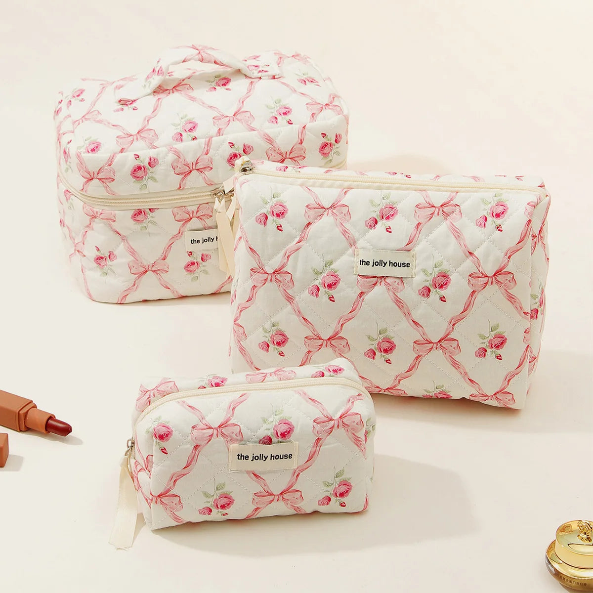 Quilted Cotton Cosmetics Bag – cute small things ltd