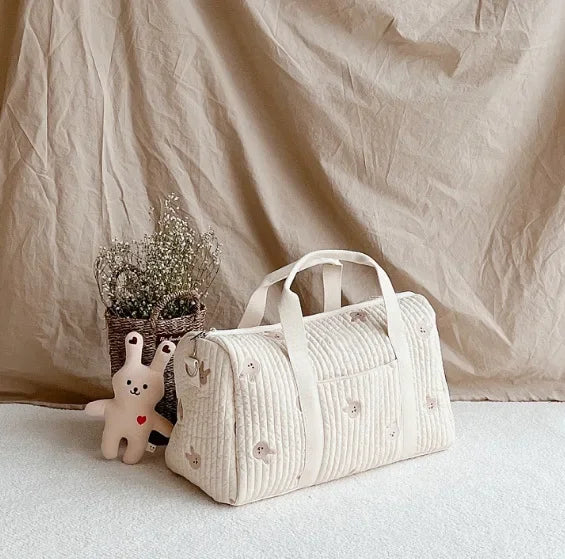 Oversized quilted cotton tote bag