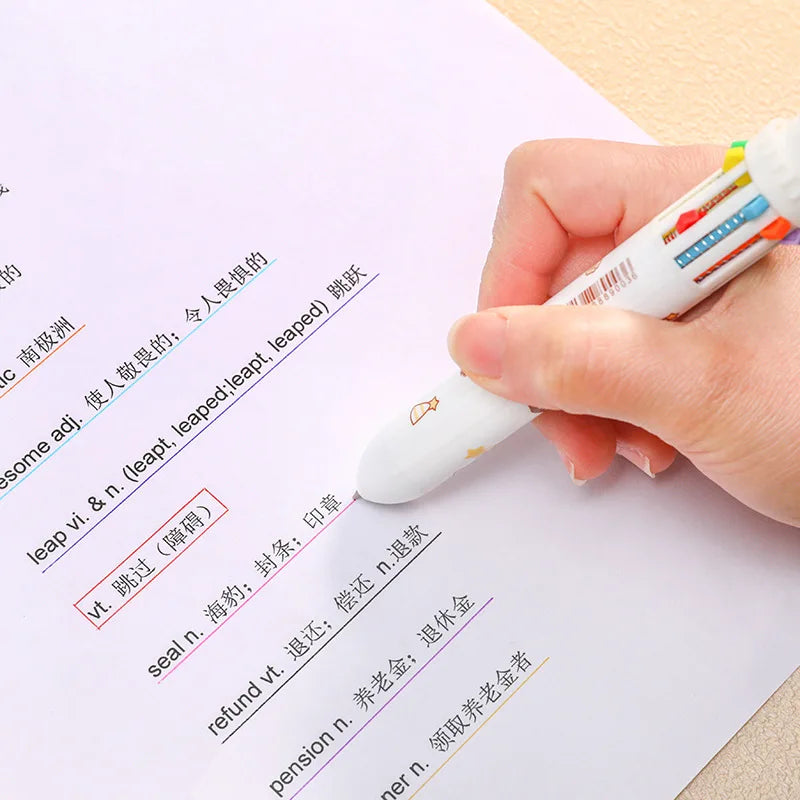 10 Colour kawaii ballpoint pen