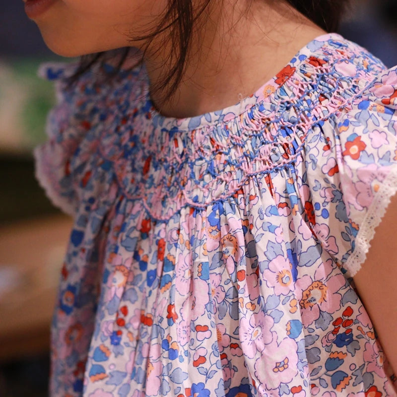 Smocked ditsy dress