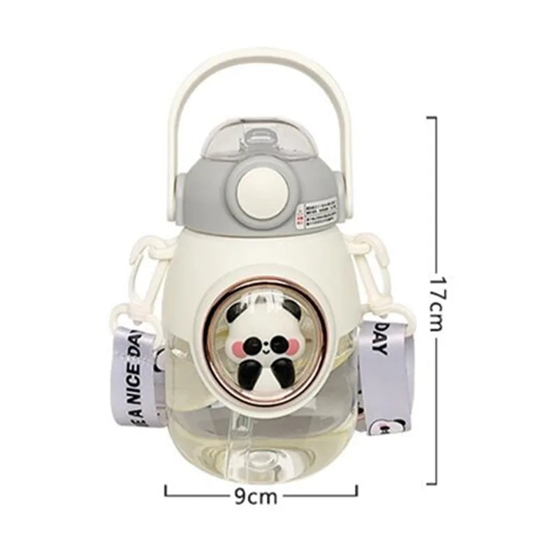 Kawaii water bottle with straw