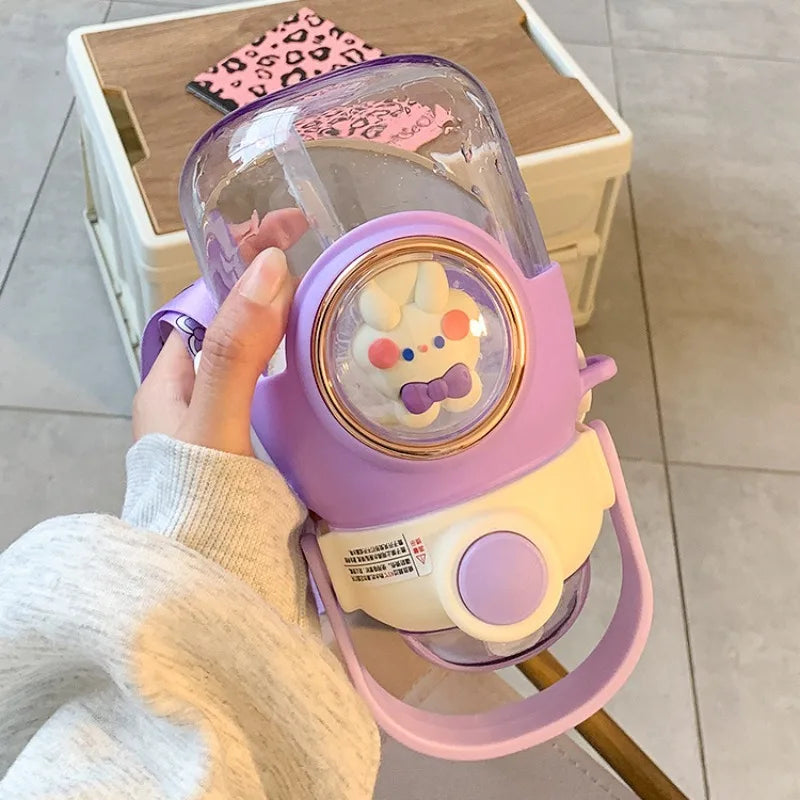 Kawaii water bottle with straw