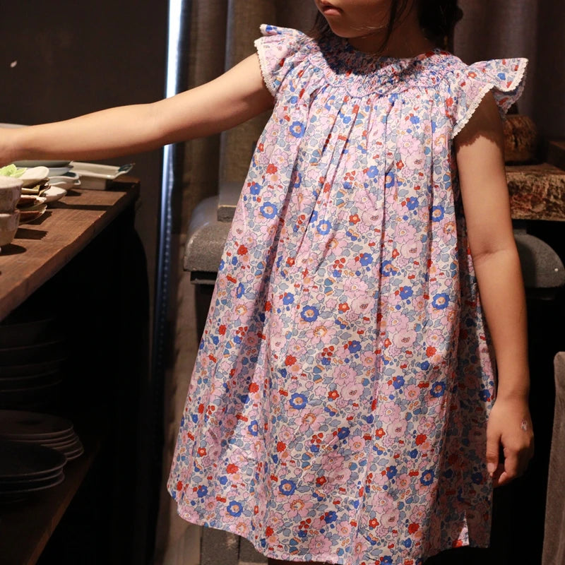 Smocked ditsy dress