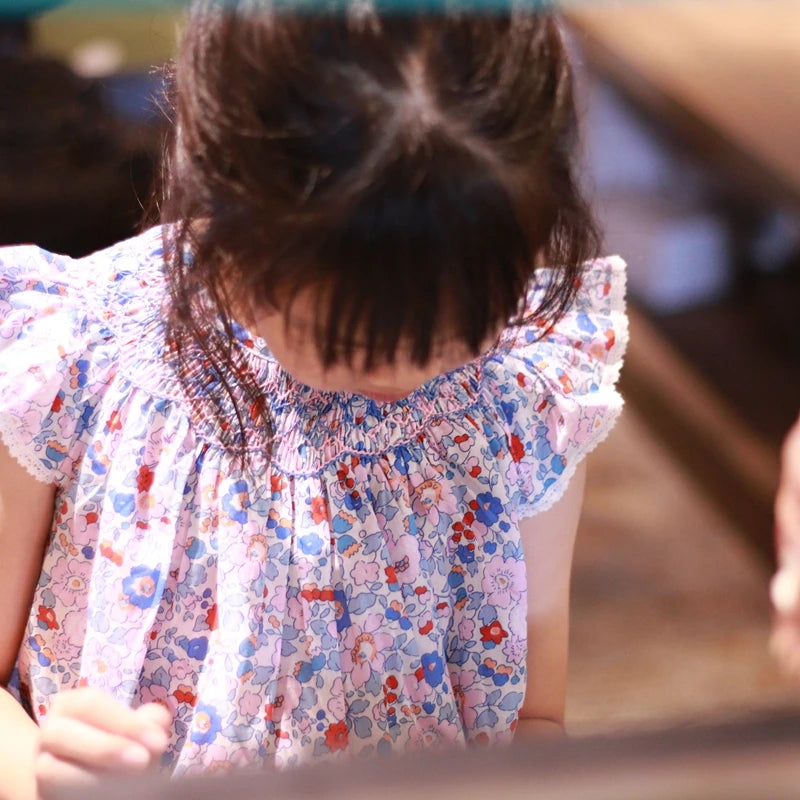 Smocked ditsy dress