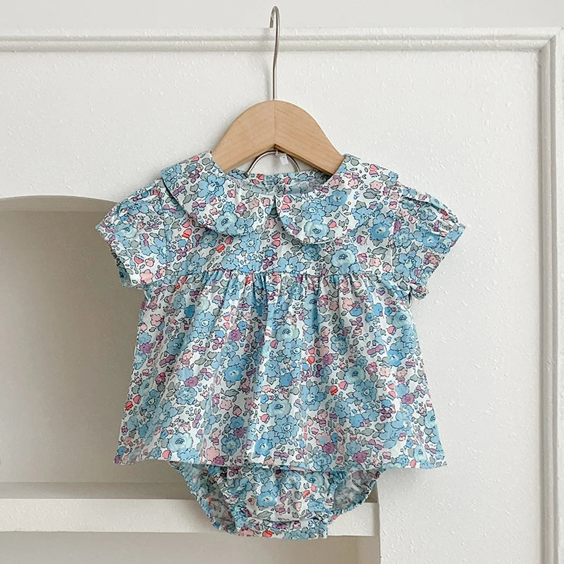 baby girls ditsy top and bloomer set
