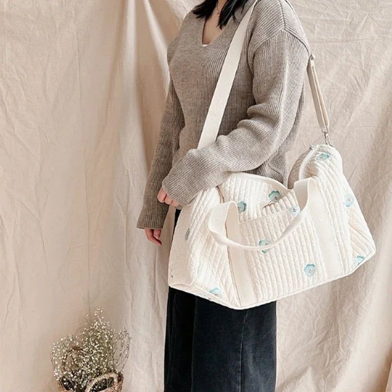 Oversized quilted cotton tote bag