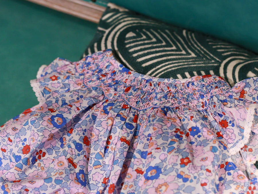 Smocked ditsy dress