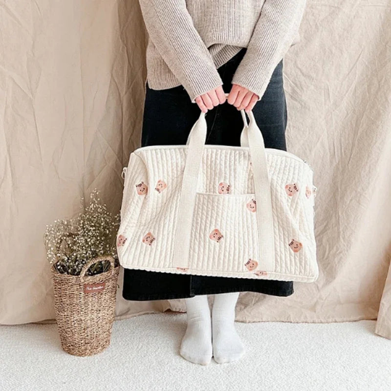 Oversized quilted cotton tote bag