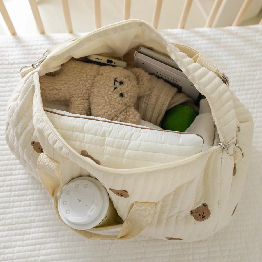 Oversized quilted cotton tote bag