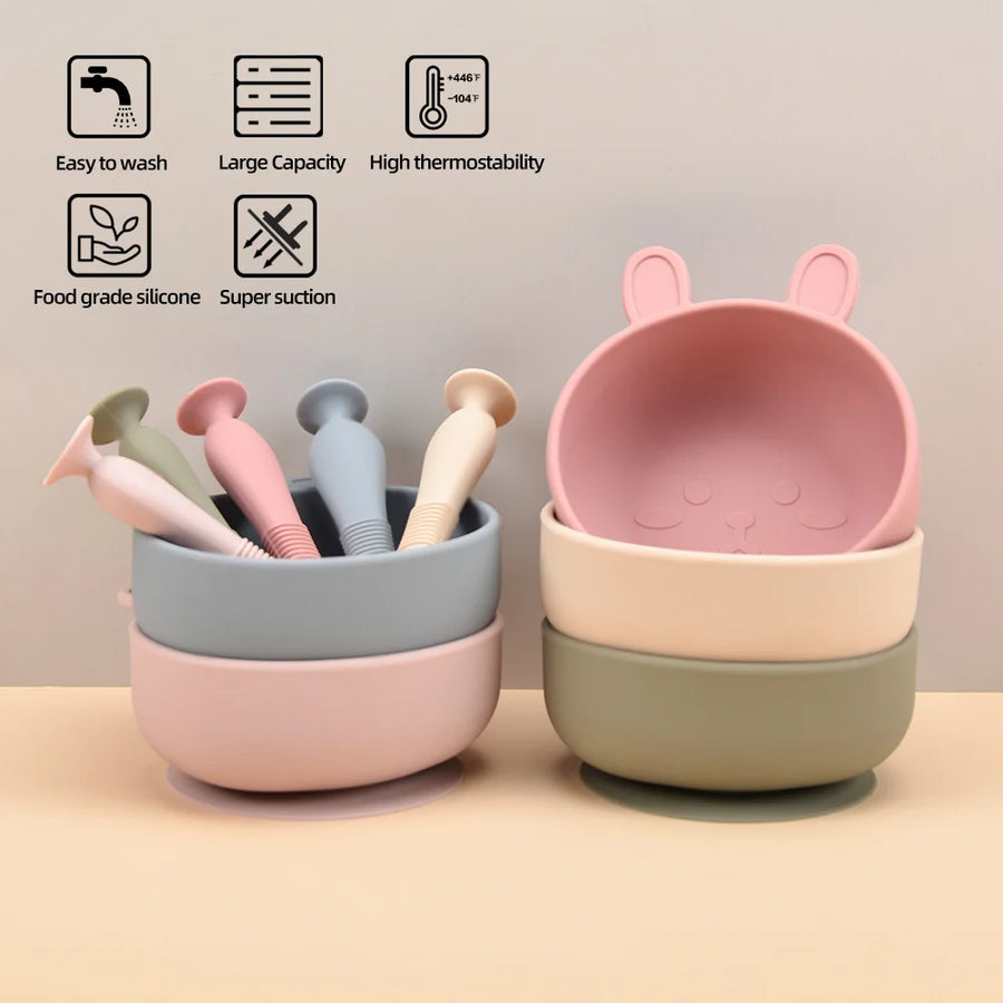 2Pcs Silicone Baby Feeding set