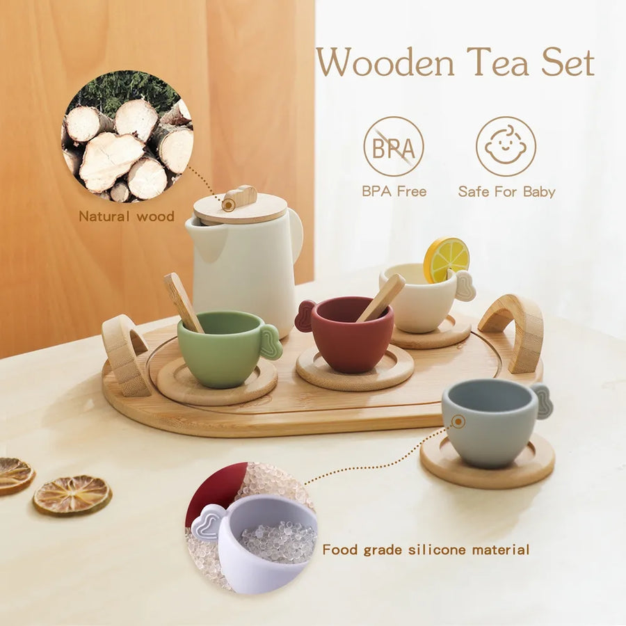 wooden tea party set