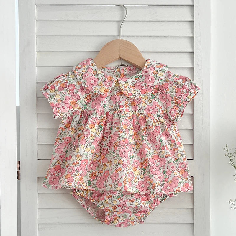 baby girls ditsy top and bloomer set