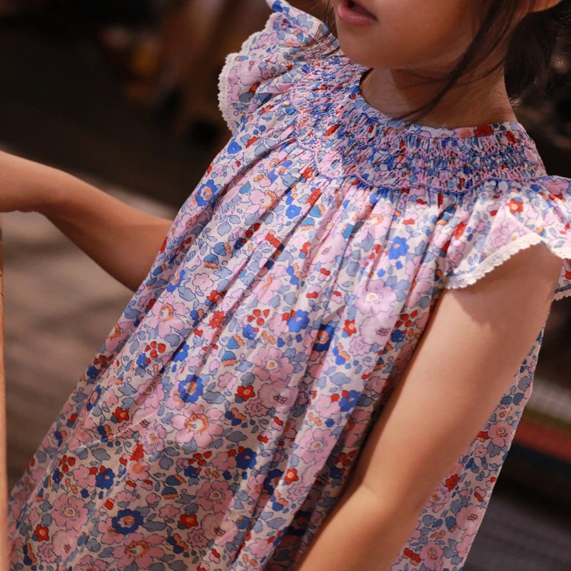 Smocked ditsy dress