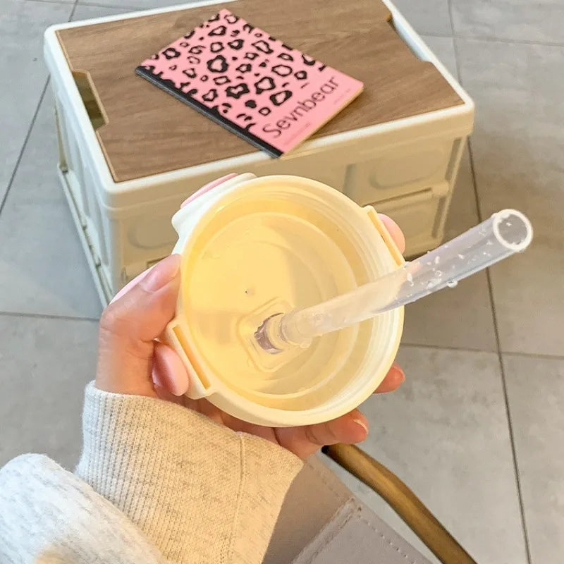 Kawaii water bottle with straw