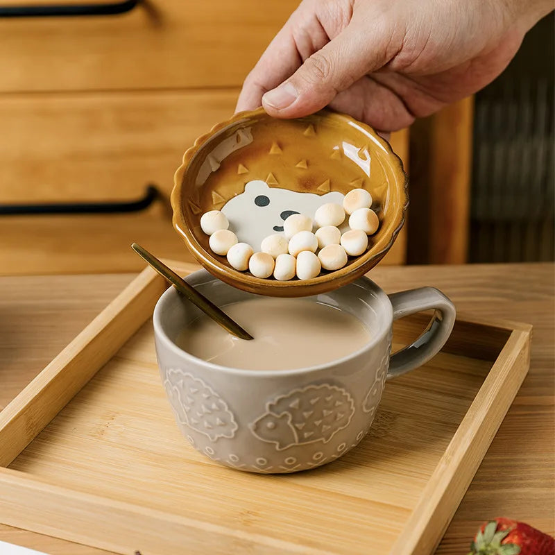 kawaii cat mug and plate set