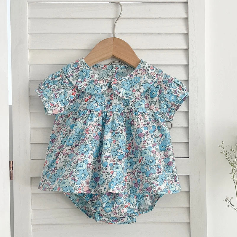 baby girls ditsy top and bloomer set