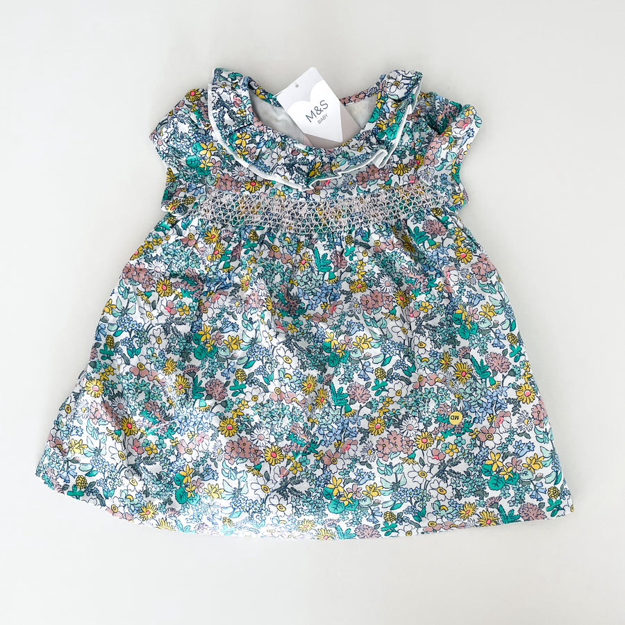 3-6 months M&S floral smocked dress