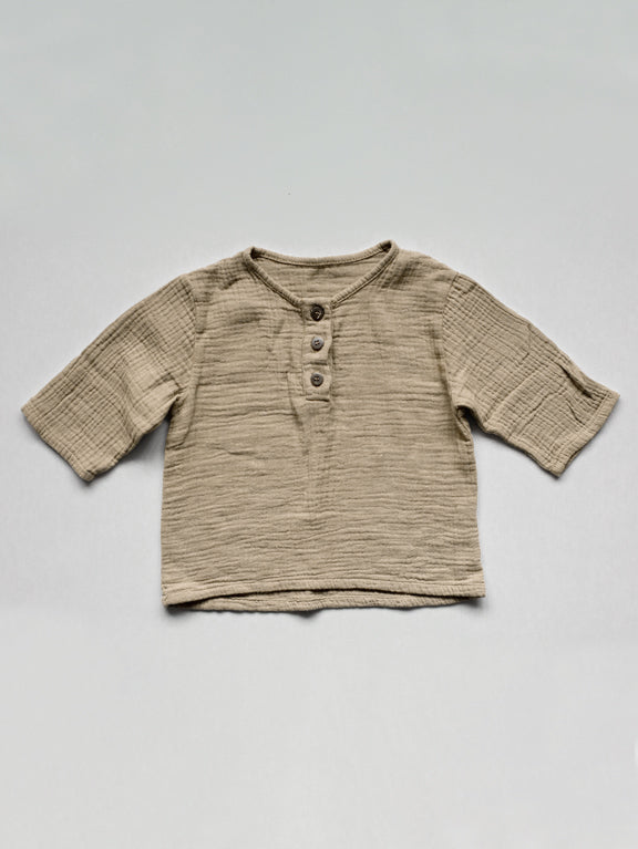 Muslin Henley - Sand