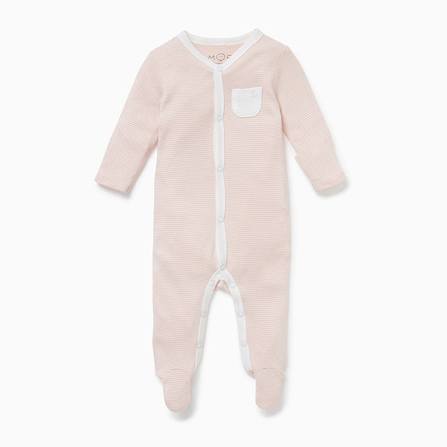 Organic sleepsuit - blush stripe