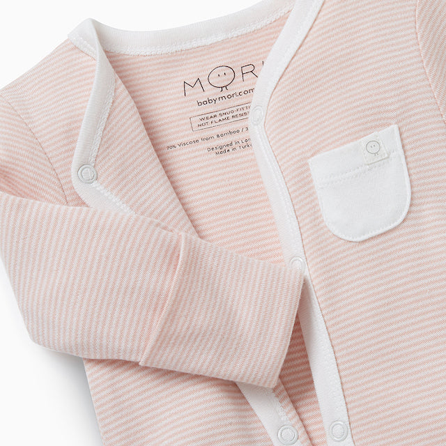 Organic sleepsuit - blush stripe