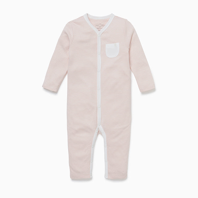 Organic sleepsuit - blush stripe