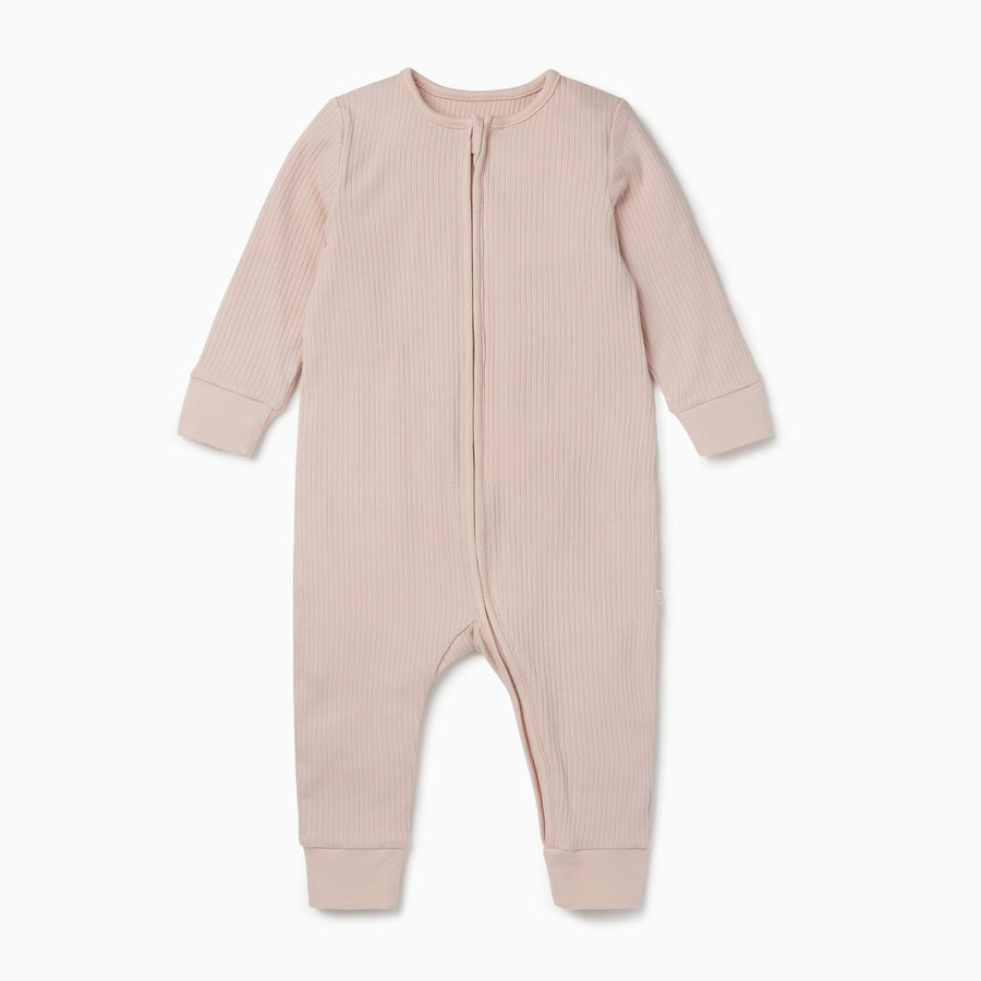 Ribbed sleepsuit - blush