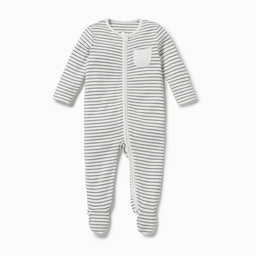 Organic zip sleepsuit - grey