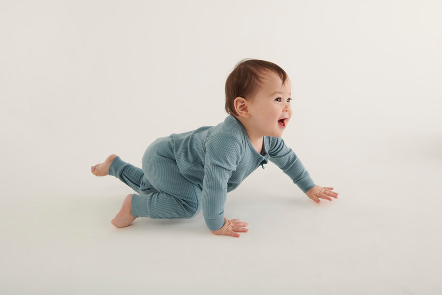 Ribbed sleepsuit - sky